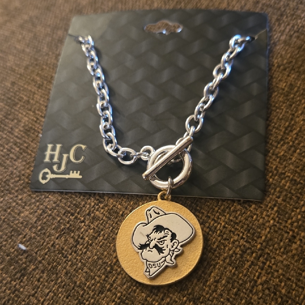Silver Chain Bracelet with Gold OSU Pendant